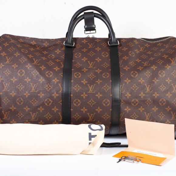 Authentic Louis Vuitton Keepall Bandouliere 55 Monogram Macassar - Picture 1 of 10